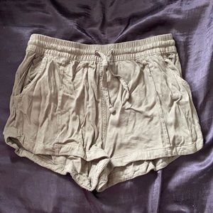 Revamped Army Green Linen Shorts